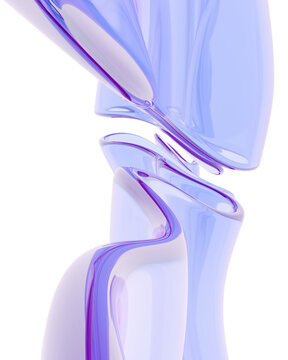 Abstract blue glass sculpture background on white