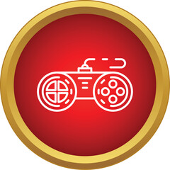 Line art joystick for playing video games within a red circle © ylivdesign