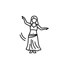 Fototapeta premium Young woman performing belly dance with flowing skirt in motion 