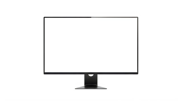 Modern computer monitor with sleek black stand and minimalist design Transparent Background png.