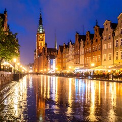 Fototapeta premium Rainy night city reflections