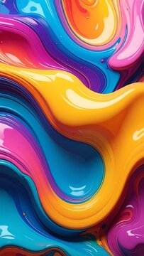 Vibrant multicolored fluid abstract art with wavy patterns