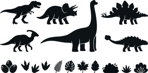 Dinosaur Silhouette Mega Set Prehistoric Animal Icon Collection © MirzaAsmaul