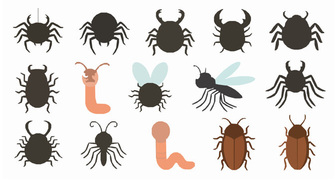 Cartoon evil bug characters vector collection creepy insects and funny monsters isolated on white