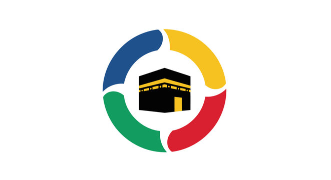 Kaaba Islamic Holy Black Building Logo.