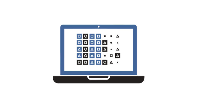 Laptop with puzzle on screen display.