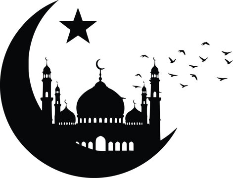 Islamic Mosque Silhouette Vector Illustration
