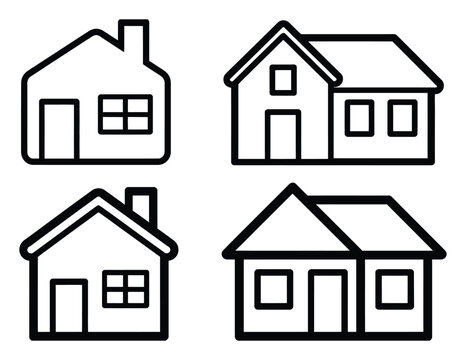 Set of Simple House Icons Vector Illustration