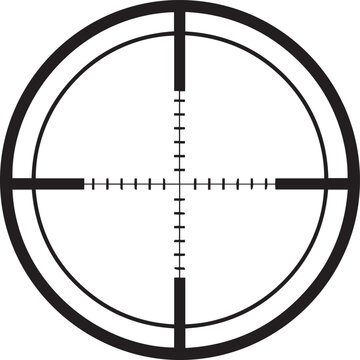 Sniper Scope Reticle Vector Crosshair for Tactical Gaming Interface and Precision Shooting Sports Design Asset