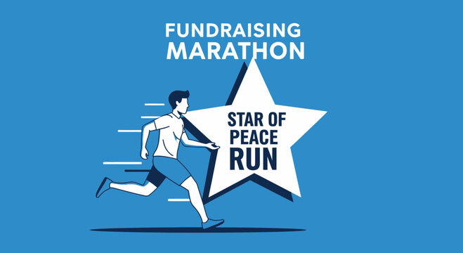 Fundraising Marathon Star Of Peace Run Athlete Illustration