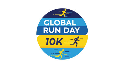 Fototapeta premium Global Run Day 10K Logo Promoting Fitness, Health, and Worldwide Endurance Events