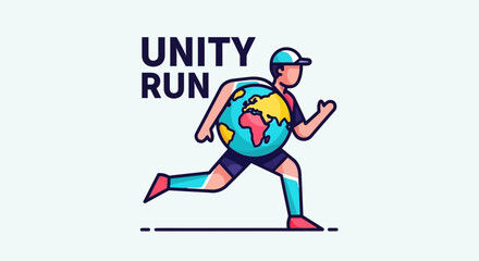 Fototapeta premium Global Unity Run: A Graphic Depiction Of International Collaboration And Environmental Awareness