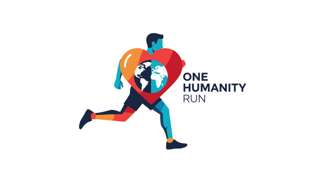 Global Unity Run: A Colorful Illustration Promoting World Harmony, Compassion, and Internationalism