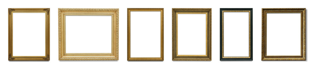 Fototapeta premium PNG Vintage gold ornate frames collection on transparent background