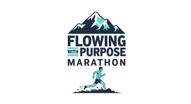 Flowing With Purpose Marathon Event Branding: Running Toward The Mountain Goal