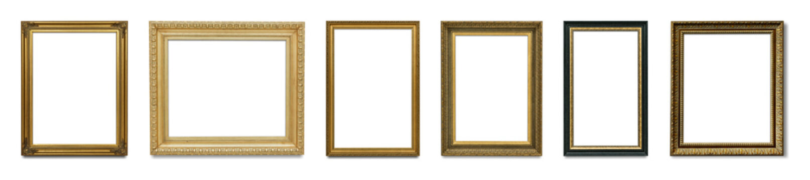 PNG Vintage gold ornate frames collection on transparent background
