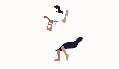 Fototapeta premium Elegant woman with basket and glass vector lifestyle fashion illustration