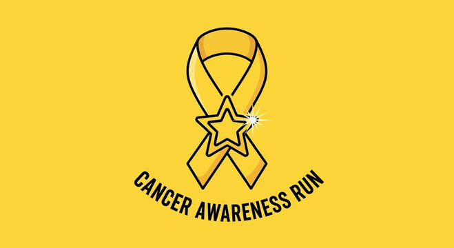 Golden Ribbon Star Cancer Awareness Run Graphic Design