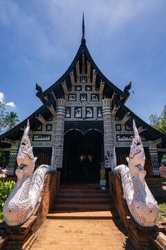 Ancient brick chedi and architecture of Wat Lok Moli temple in Chiang Mai, Thailand