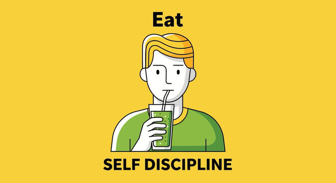 Healthy Eating And Self-Control: Illustrated Concept Of A Disciplined Lifestyle
