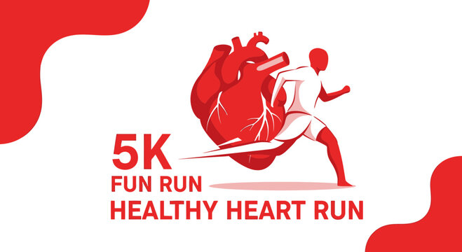 Healthy Heart Run 5k Fun Run Event Promotion Graphic
