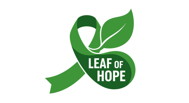 Green Ribbon and Leaf Emblem: Symbol of Hope, Nature, and Environmental Awareness