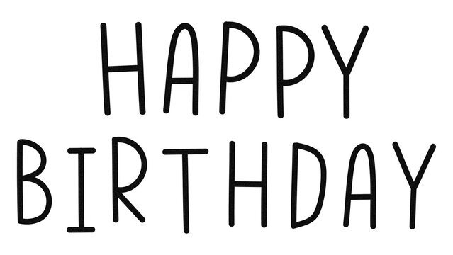 Png happy birthday typography black and white