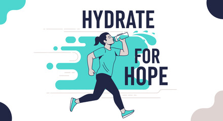 Fototapeta premium Hydrate For Hope Motivational Runner Illustration