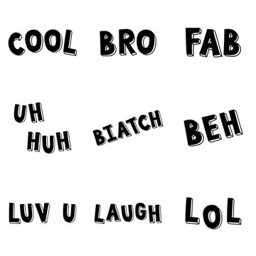 Trendy cool words png typography