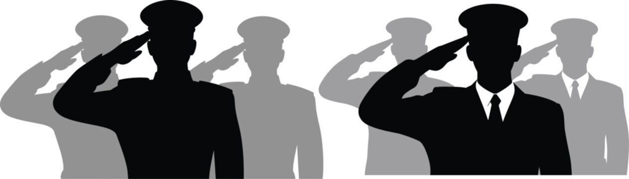 Soldier silhouette salute vector design showing military honor and patriotic respect concept