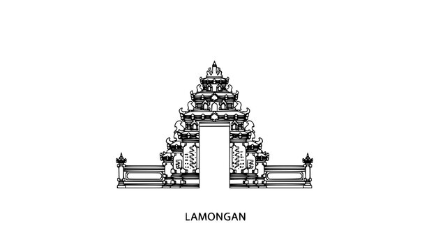 Lamongan gate vector illustration traditional Indonesian gapura architecture