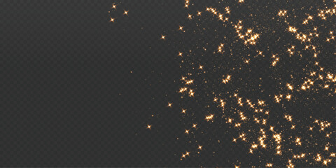 Naklejka premium Vector sparkle PNG on transparent background. Christmas light effect with magical dust particles, golden shining stars, festive glitter sparks, and bright holiday glow.