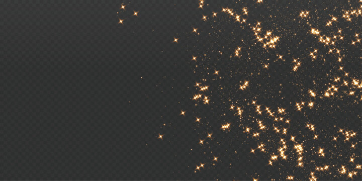 Vector sparkle PNG on transparent background. Christmas light effect with magical dust particles, golden shining stars, festive glitter sparks, and bright holiday glow.