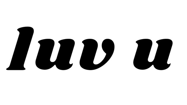 Retro luv u png bold shadow font typography