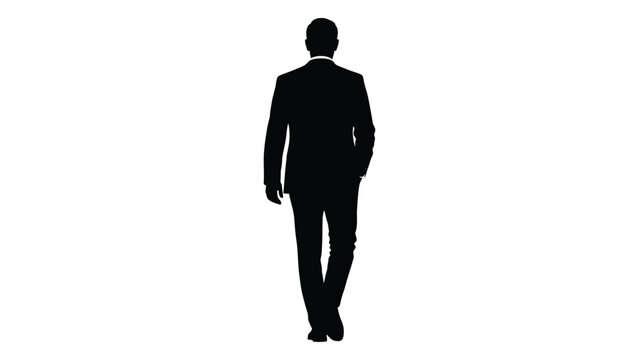 A silhouetted figure of a man in a suit walking away from the viewer
