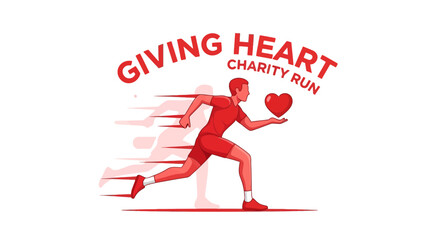 Naklejka premium Heartfelt Run For Charity: An Athlete Symbolizing Compassionate Giving and Community Support