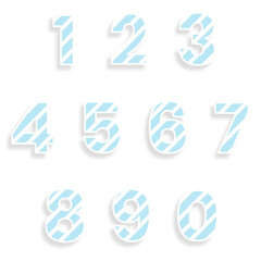 Fototapeta premium Striped numbers font png set