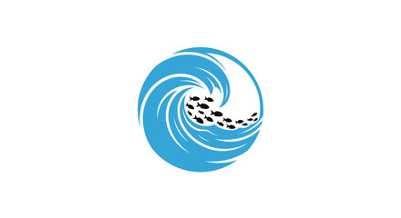 Wave with cheetah running inside blue. © kancil