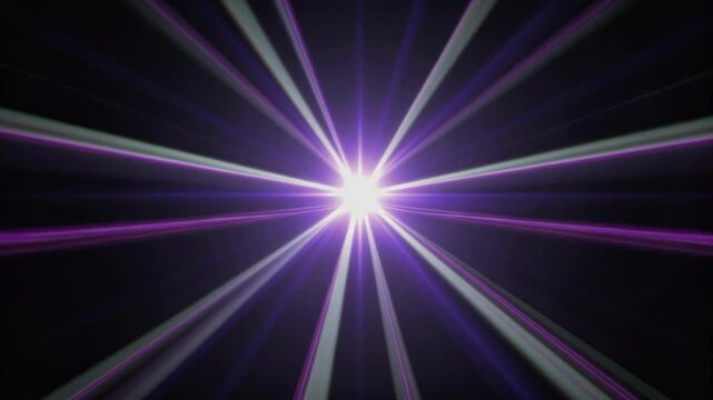 Purple Starburst Light Flare Pulses in Darkness Cinematic Abstract Background for Motion Graphics and Visual Effects