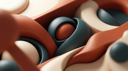 Fototapeta premium Abstract 3D background with smooth terracotta and teal geometric shapes
