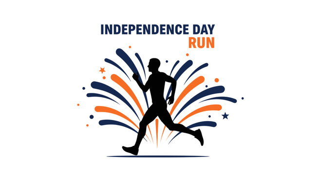 Independence Day Run Celebratory Graphic Depicting A Silhouette Runner And Festive Embellishments