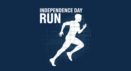 Fototapeta premium Independence Day Run Celebratory Graphic Design Featuring a Running Silhouette