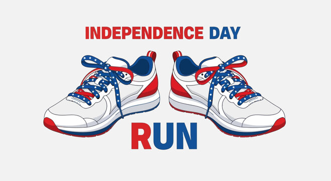 Independence Day Sport Running Shoes Illustration Celebrating Freedom in Patriotic Style