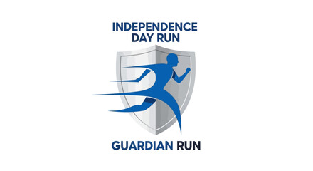 Fototapeta premium Independence Day Run Guardian Run Badge Logo Featuring A Dynamic Runner Silhouette