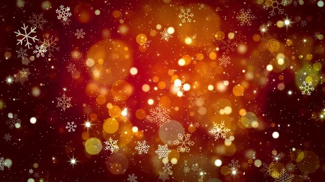 golden red christmas decoration lights snowflakes background