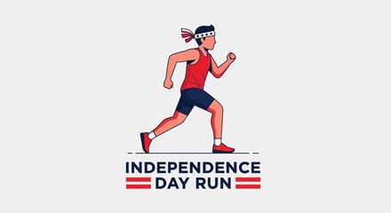 Obraz premium Independence Day Run: Patriotic Runner Embraces Freedom and Fitness Celebration