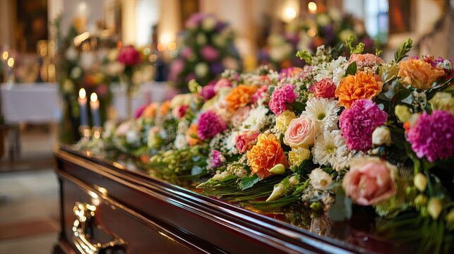 Minimal funeral flower bouquet with soft muted tones expressing grief and sympathy against clean background with copy space for condolence message or memorial design
