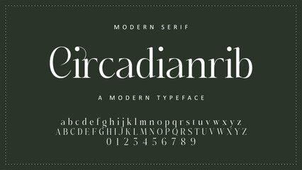 Luxury wedding alphabet letters font with tails. Typography elegant classic serif fonts and number decorative vintage retro concept for logo branding. vector illustration © ch