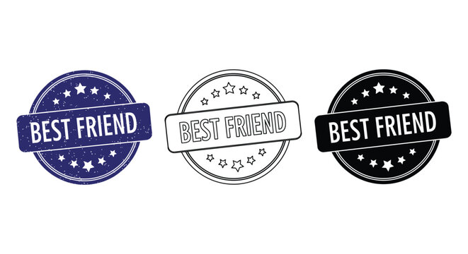 Best friend vector badges with star designs and labels