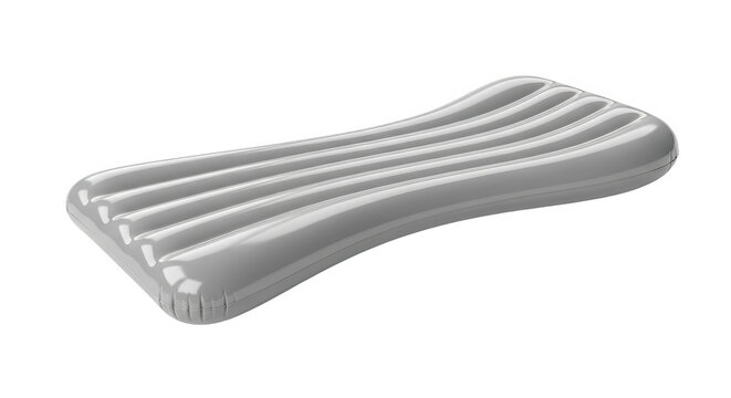A single gray inflatable pool float is shown isolated on a.